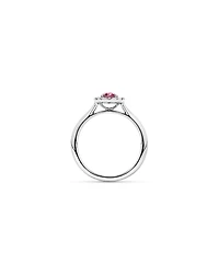 0.25 Carat TW Oval Ruby and Diamond Ring in Recycled Platinum