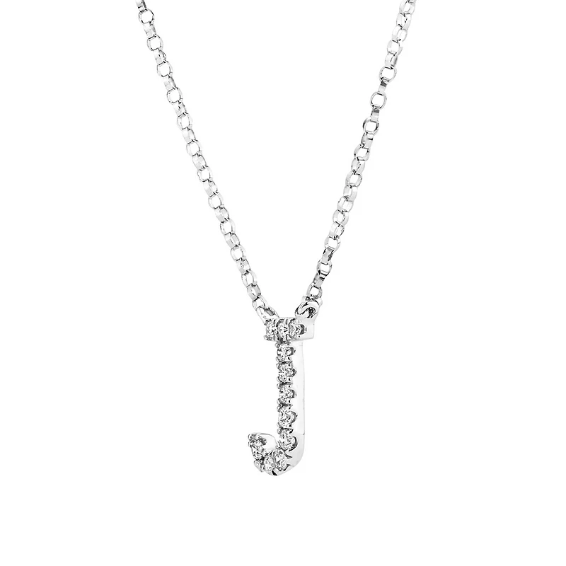 Collier à initiale « J » en or blanc 10 K avec diamants totalisant 0,10 ct