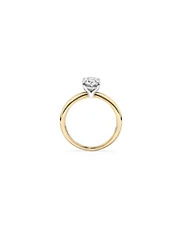 Bague De Fiançailles Solitaire En Diamant Laboratoire Ovale 1,25 Carat Poids Total Or Jaune Et Blanc 14 Carats