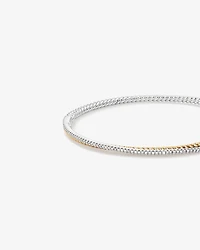 Bracelet jonc en argent sterling et or jaune 10 K avec diamants totalisant 0,32 ct