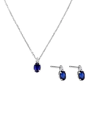 0.05 Carat TDW Laboratory-Grown Diamond & Created Sapphire Gift Set in Silver