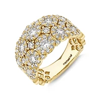 Bague à bulles à 2 rangs en or jaune 14 K avec diamants totalisant 2 ct
