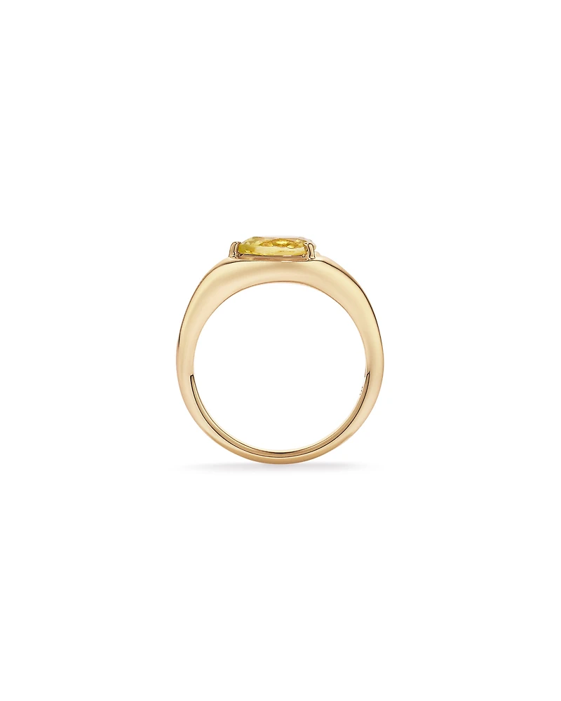 Pear Cut Lemon Quartz East-to-West Set Ring 10kt Yellow Gold
