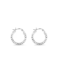 Diamond Cut Texture Hoop Earrings in Sterling Silver