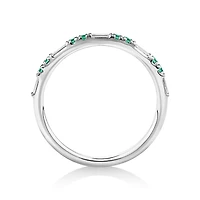 Emerald & Diamond Dot Dash Ring with 0.16 Carat TW in 10kt White Gold