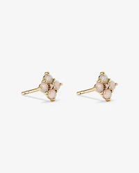 Australian Opal & Diamond Accent Stud Earrings in 10kt Yellow Gold