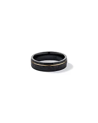 6mm Patterned Wedding Band in Black Titanium and 10KT Yellow Gold