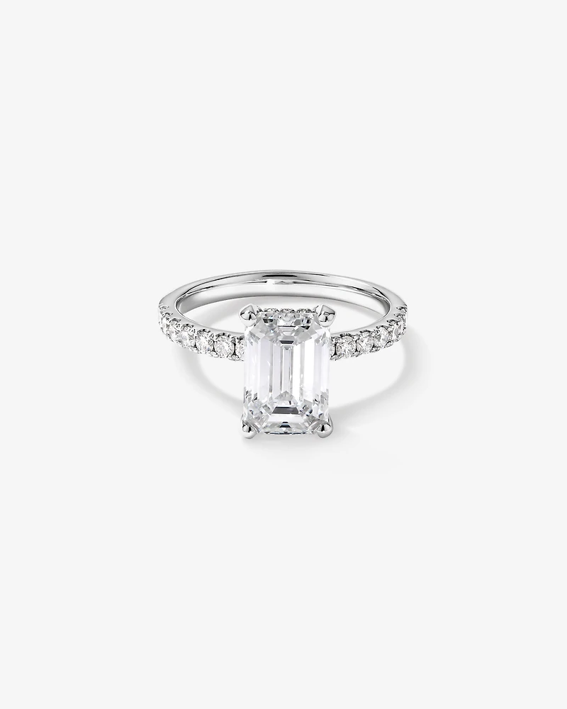 3.50 Carat TW Emerald Cut Laboratory-Grown Diamond Engagement Ring in 18kt White Gold
