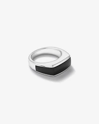 Men's Black Onyx Gemstone Rectangle Signet Ring in Sterling Silver