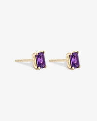 Emerald Cut Amethyst Earrings in 10kt Yellow Gold