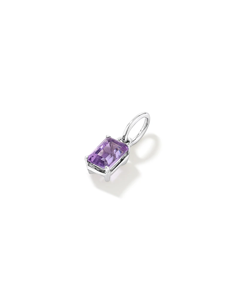 Emerald-Cut Amethyst Pendant in Sterling Silver