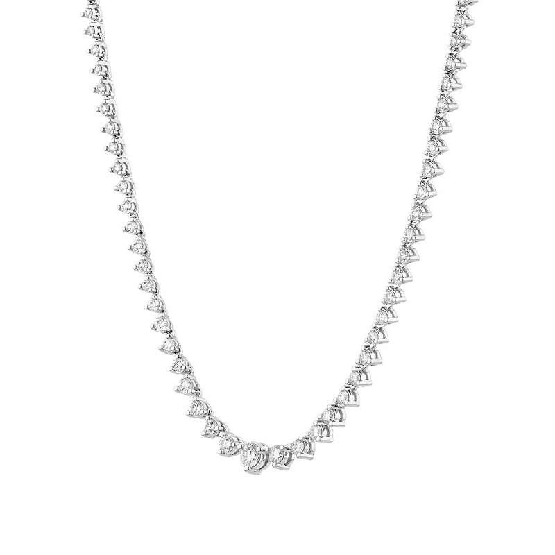 Carat TW Laboratory-Grown Diamond Tennis Necklace set 10kt White Gold