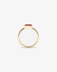Created Ruby Bezel Ring 10kt Yellow Gold
