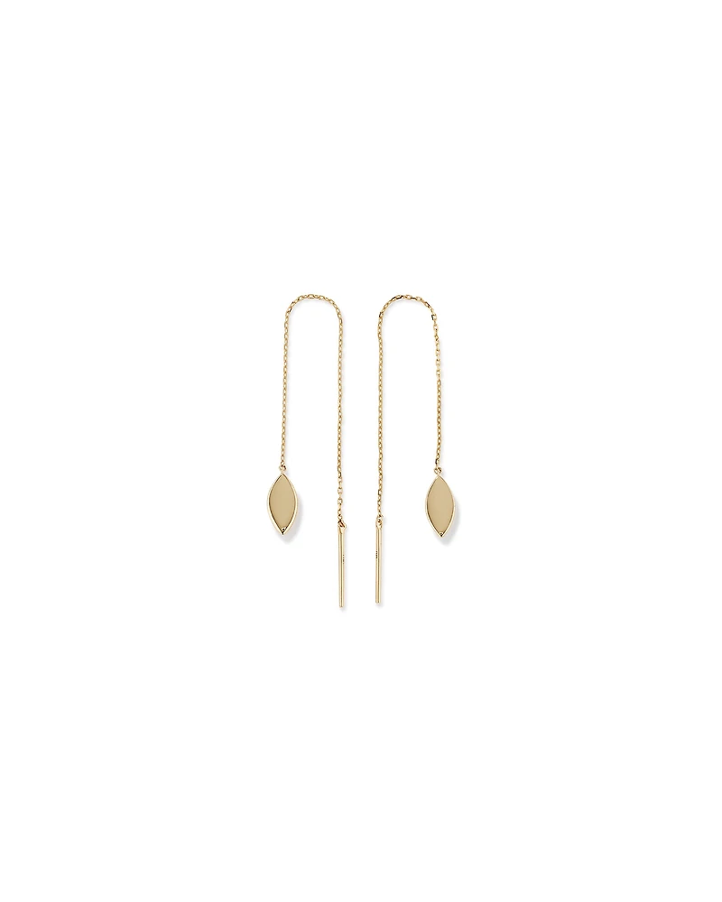 Marquise Disc Threader Earrings in 10kt Yellow Gold
