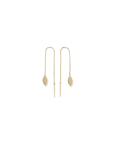 Marquise Disc Threader Earrings in 10kt Yellow Gold