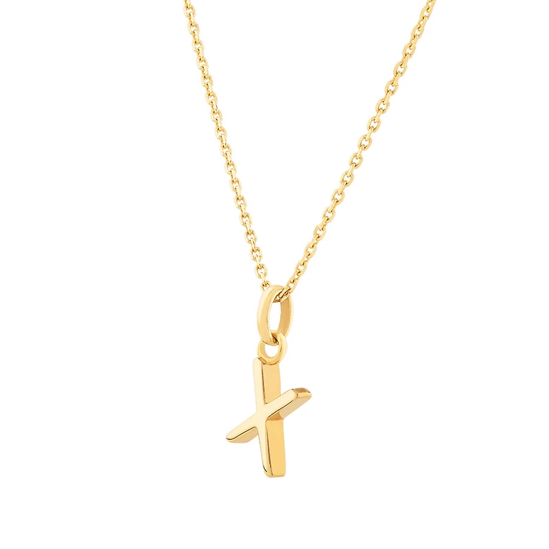 Pendentif à initiale « X » en or jaune 10 K