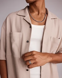 Collier Chaîne Gourmette Biseautée 55 Cm (22") Largeur 7,20 Mm En Argent Sterling