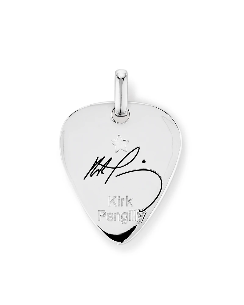 INXS Kick Engraved Guitar Pick Pendant with Chain in Recycled Sterling Silver