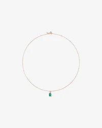 Created Emerald & 0.10 Carat TW Laboratory-Grown Diamond Halo Ring in 10kt Rose Gold and Rhodium