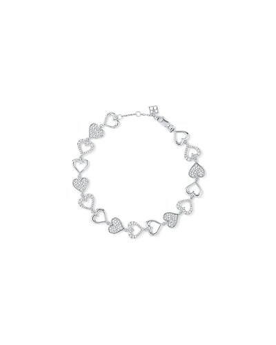 Cubic Zirconia open and closed Heart Bracelet in Sterling Silver