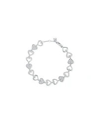 Cubic Zirconia open and closed Heart Bracelet in Sterling Silver