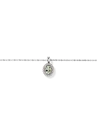 Green Amethyst & 0.20TW of Diamond Halo Pendant with Chain in 10kt Gold
