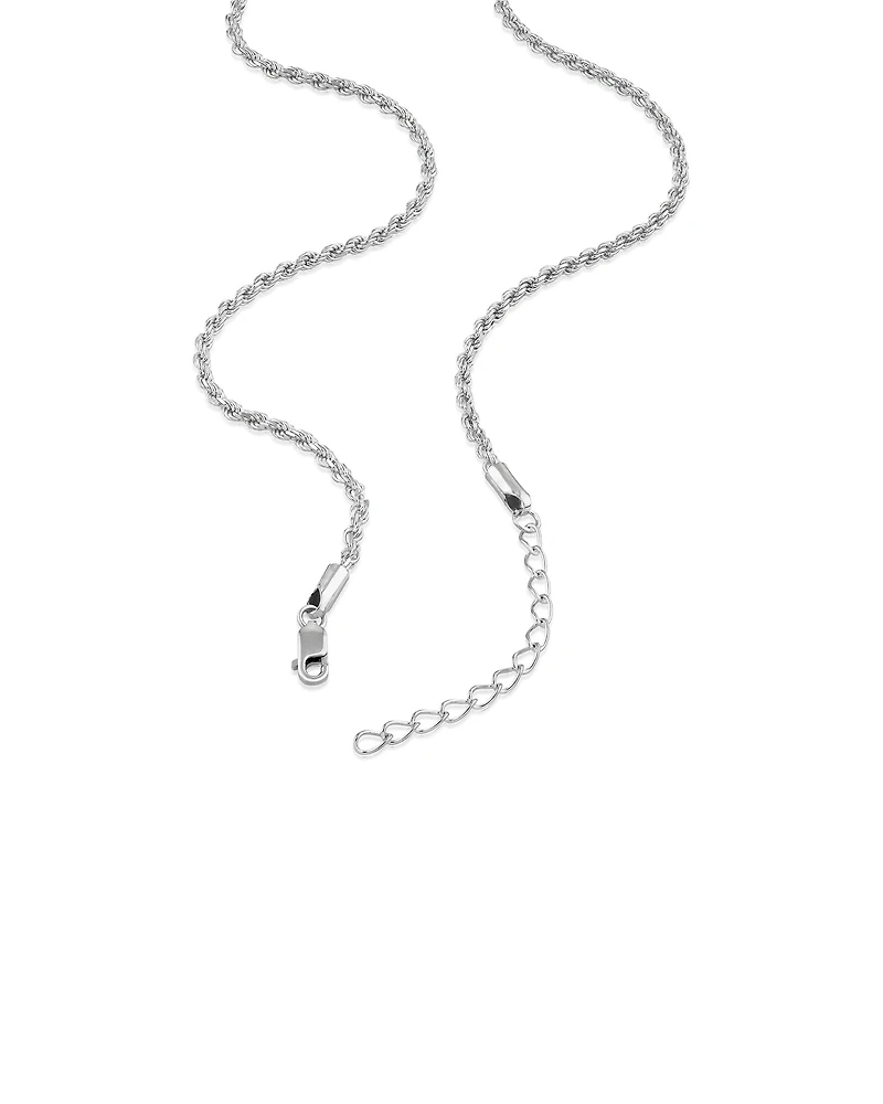 50cm (20") 2mm-2.5mm Width Rope Chain in Sterling Silver