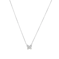 Butterfly Necklace with Diamonds in Sterling Silver