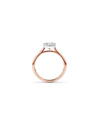 Bague de fiançailles ronde TW de 1,25 carat en diamants brillants et en or rose et blanc 14 carats