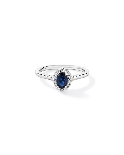Australian Sapphire & 0.10 Carat TW Diamond Halo Ring 10kt White Gold