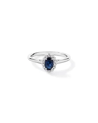 Australian Sapphire & 0.10 Carat TW Diamond Halo Ring 10kt White Gold