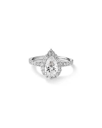 1.82 Carat TW Pear Cut Laboratory-Grown Diamond Halo Engagement Ring in 14kt White Gold