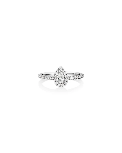 Bague halo poire avec diamants de 0,50 carat en or blanc 14 carats