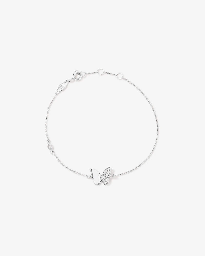 19cm (7.4") Butterfly Bracelet with Cubic Zirconia in Sterling Silver
