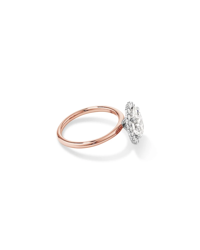 2.34 Carat TW Oval Cut Laboratory-Grown Diamond Halo Engagement Ring in 14kt Rose Gold