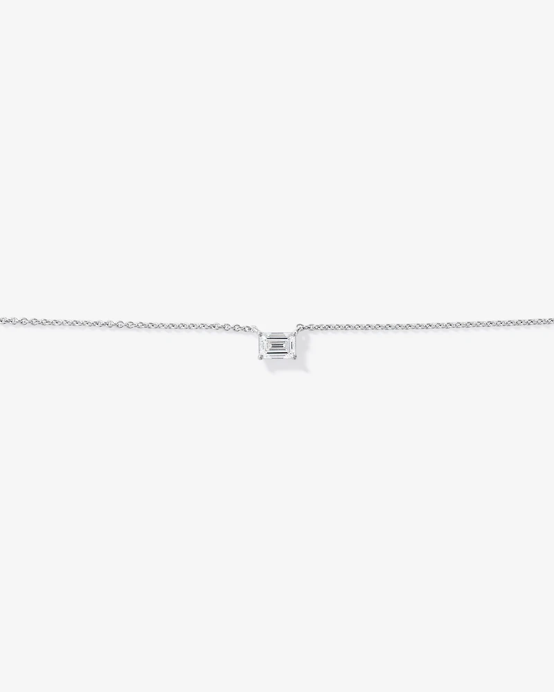 Collier Lab Solitaire Diamond Taltion Émeraude 0.50TW en argent