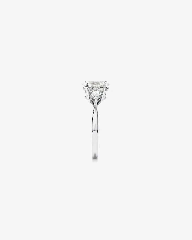 2.25 Carat TW Three Stone Oval and Kite Shaped Laboratory-Grown Diamond Engagement Ring in 14kt White Gold