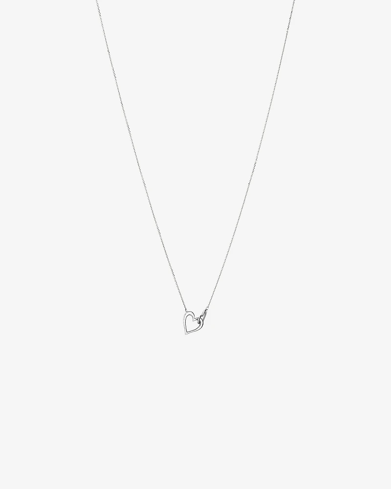 Double Open Heart Necklace in Sterling Silver
