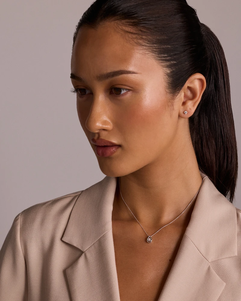 Lume Lab Pear Pendant with 0.10 Carat TW of Laboratory-Grown Diamond in Sterling Silver