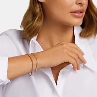 Bracelet de perles en or jaune 10 K de 19 cm, largeur de 2,5 mm à 3 mm