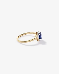 Création de la bague halo en diamant TW 0,10 carat cultivée laboratoire saphir et or jaune 10 carats Rhodium