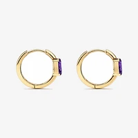 Amethyst Bezel Huggie Earrings in 10kt Yellow Gold