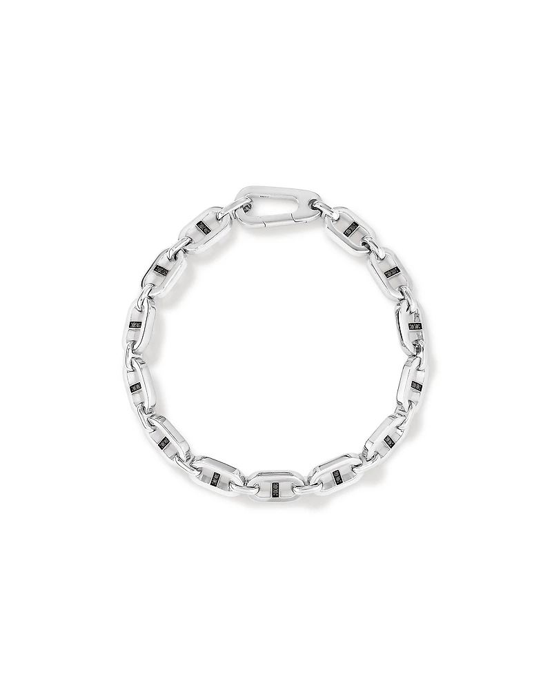 Men's 0.30 Carat TW Men's Black Diamond Link Bracelet in Sterling Silver