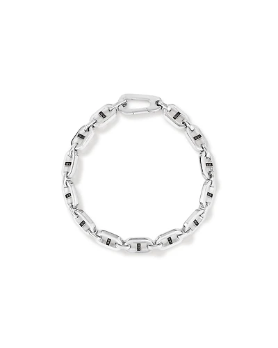 Men's 0.30 Carat TW Men's Black Diamond Link Bracelet in Sterling Silver