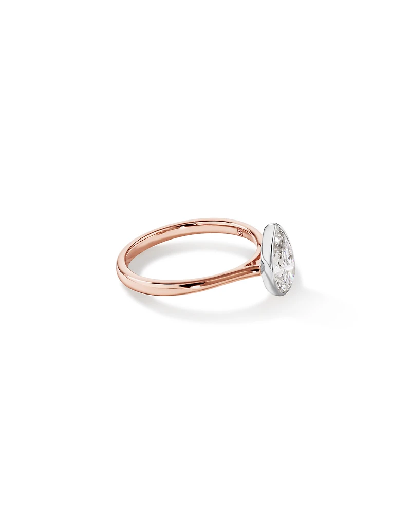 1.25 Carat TW Pear Cut Laboratory-Grown Diamond Solitaire Bezel Set Engagement Ring 14kt Rose and White Gold