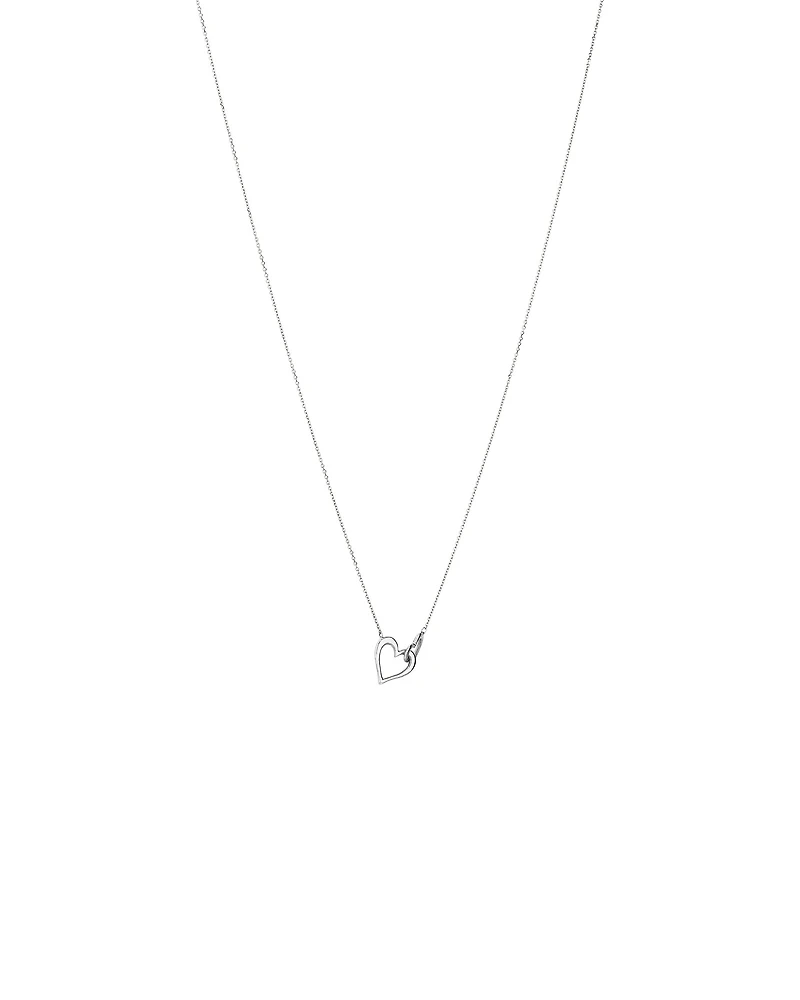 Double Open Heart Necklace in Sterling Silver