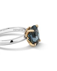 Ring with London Blue Topaz in Sterling Silver and 10kt Yellow Gold