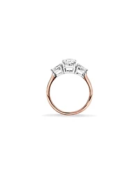1.65 Carat TW Three Stone Oval and Pear Shaped Laboratory-Grown Diamond Engagement Ring in 14kt Rose and White Gold