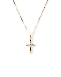 Children's Cubic Zirconia Cross Pendant with Chain in 10kt Yellow Gold