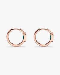 Created Emerald Bezel Huggie Earrings in 10kt Rose Gold